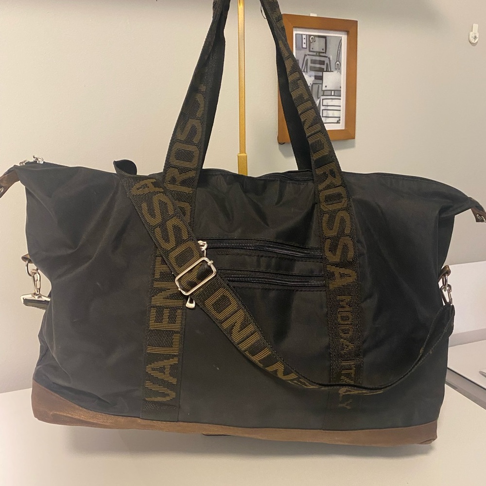 Valentino Rossa Black and Brown Travel Tote Bag with Crossbody - Picture 2 of 14